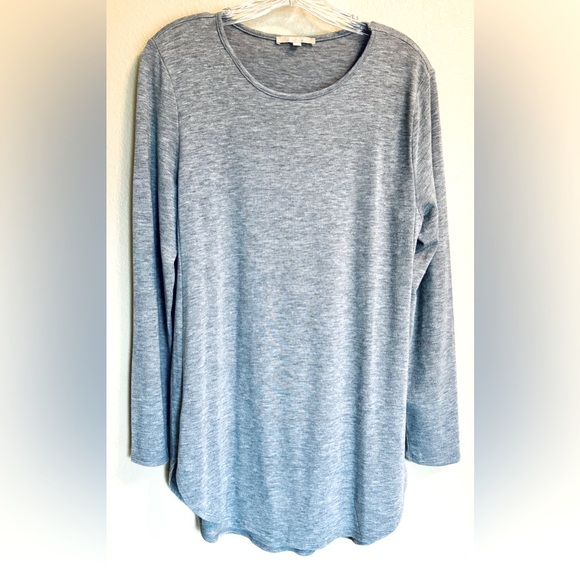JOAN VASS Grey Scoopneck Tunic Size Large‎ - Picture 1 of 10